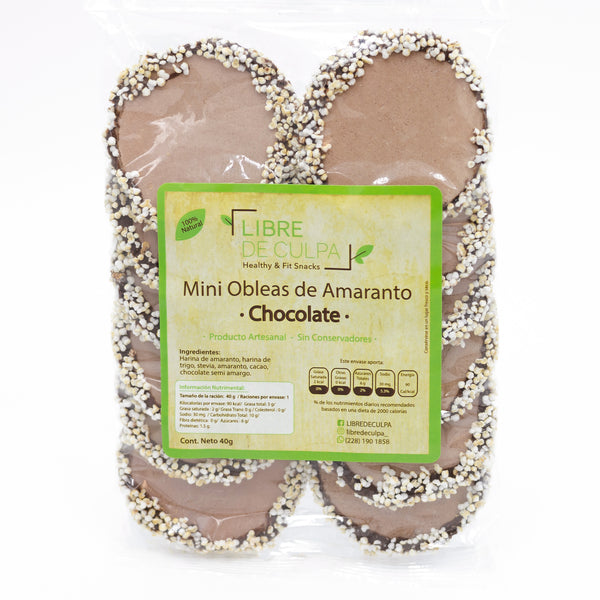 Mini Obleas de Amaranto Chocolate 50gr - Libre de Culpa