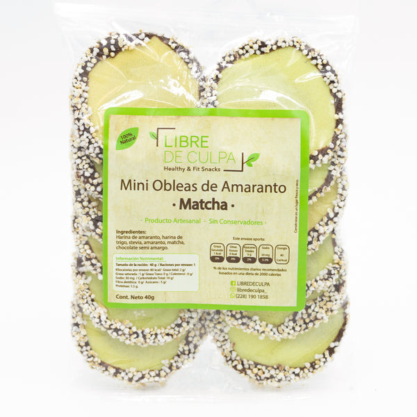 Mini Obleas de Amaranto Matcha 50gr - Libre de Culpa